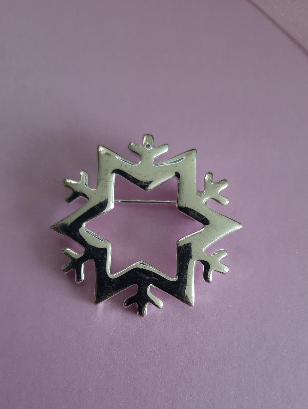 Silver-tone Snowflake Brooch